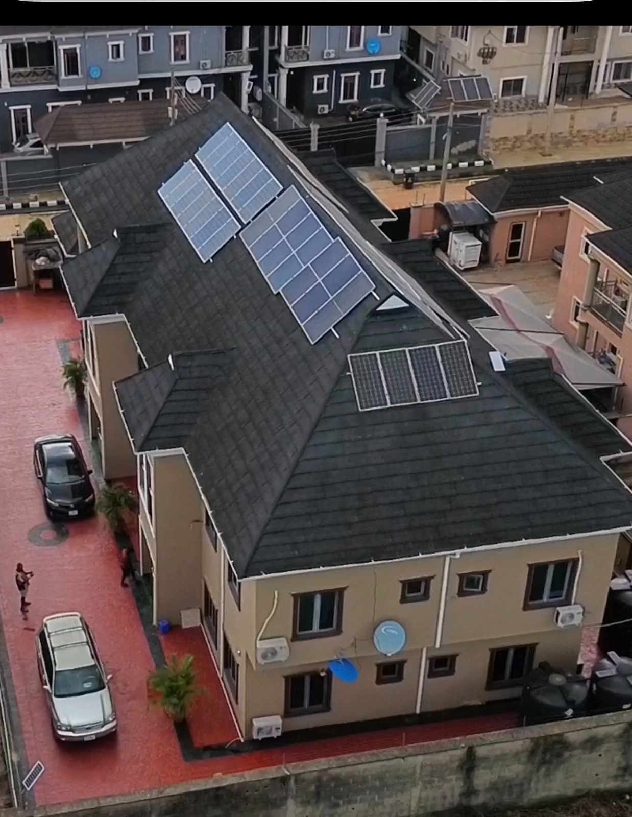 Aerial view of the modern duplex within a secure estate